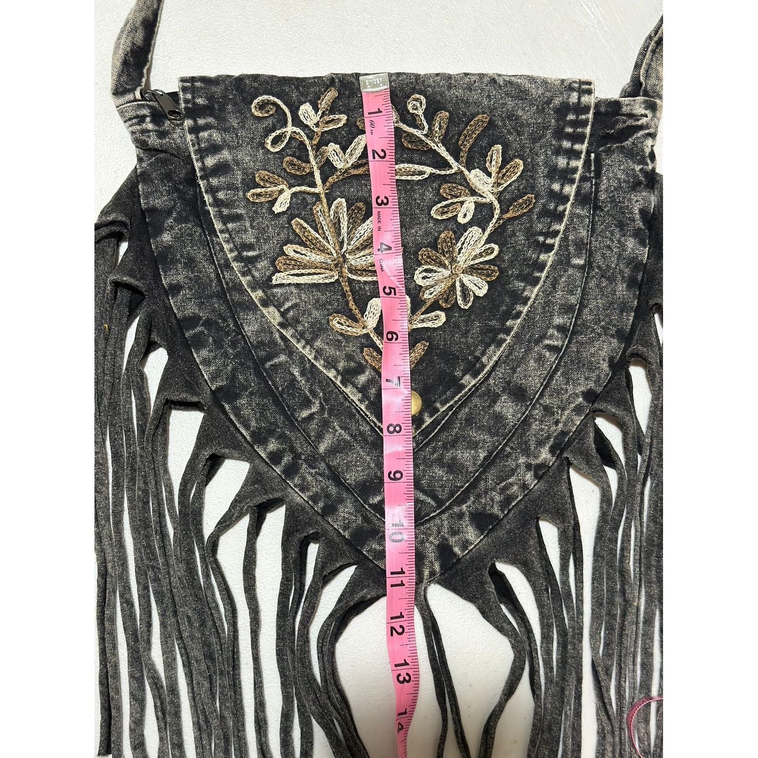 Bag - Black Stonewashed Fringe Bag