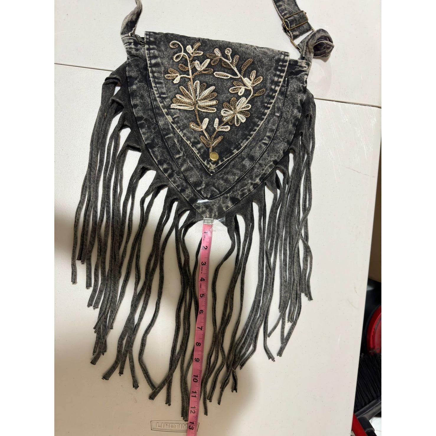 Bag - Black Stonewashed Fringe Bag