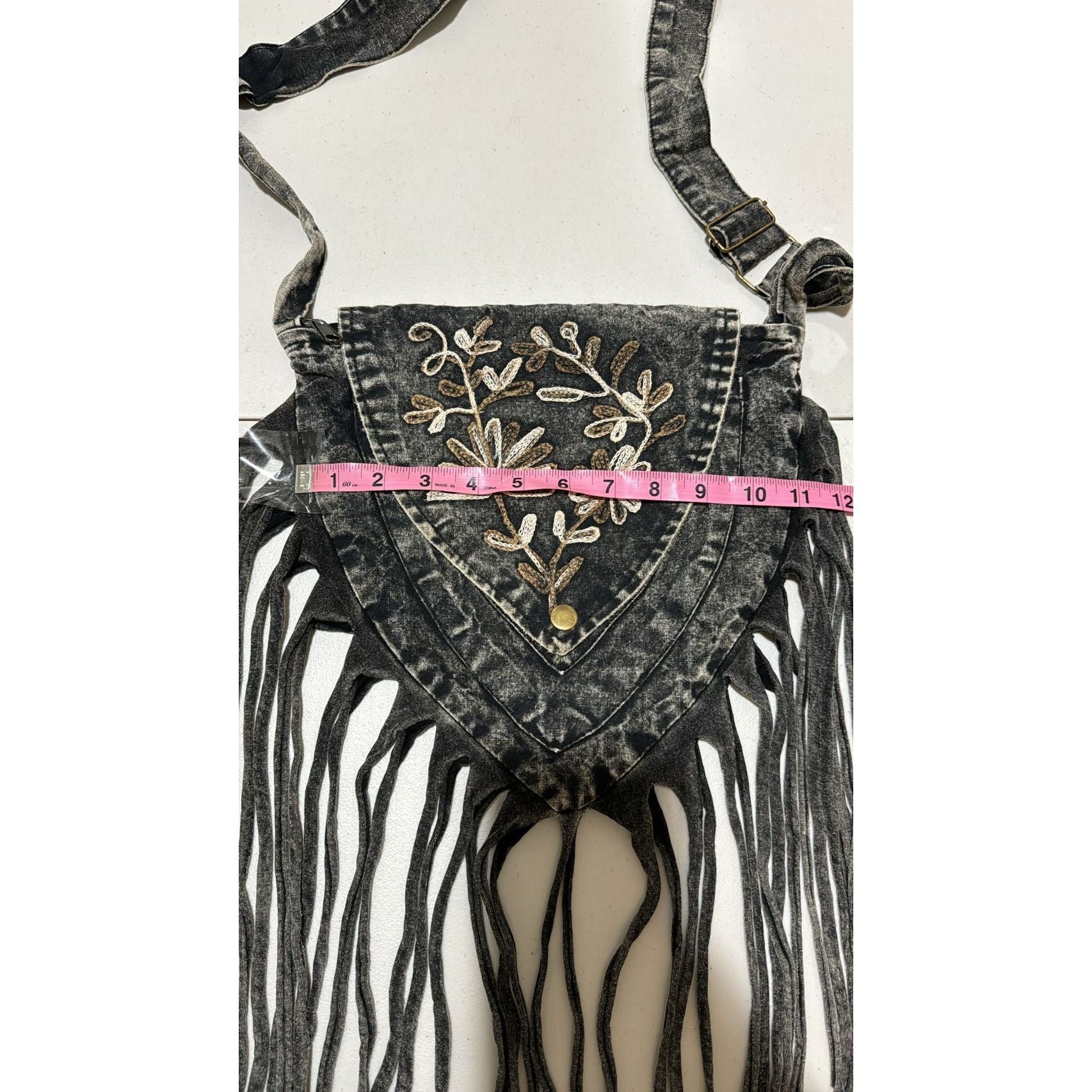 Bag - Black Stonewashed Fringe Bag