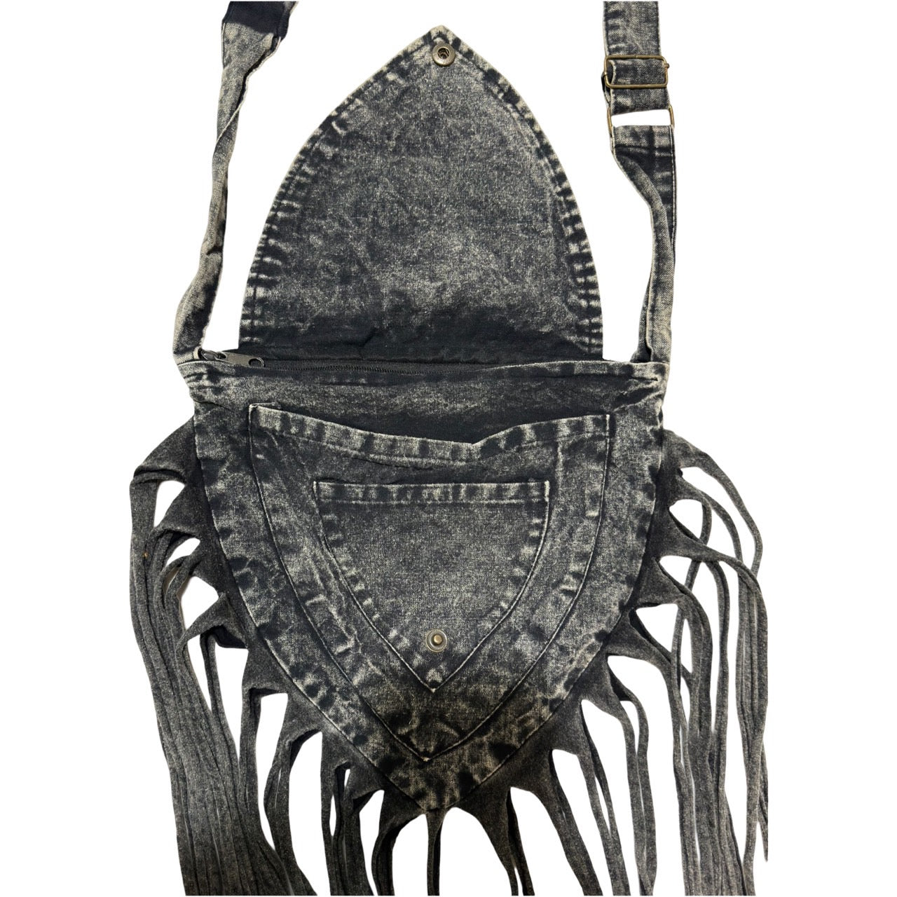 Bag - Black Stonewashed Fringe Bag