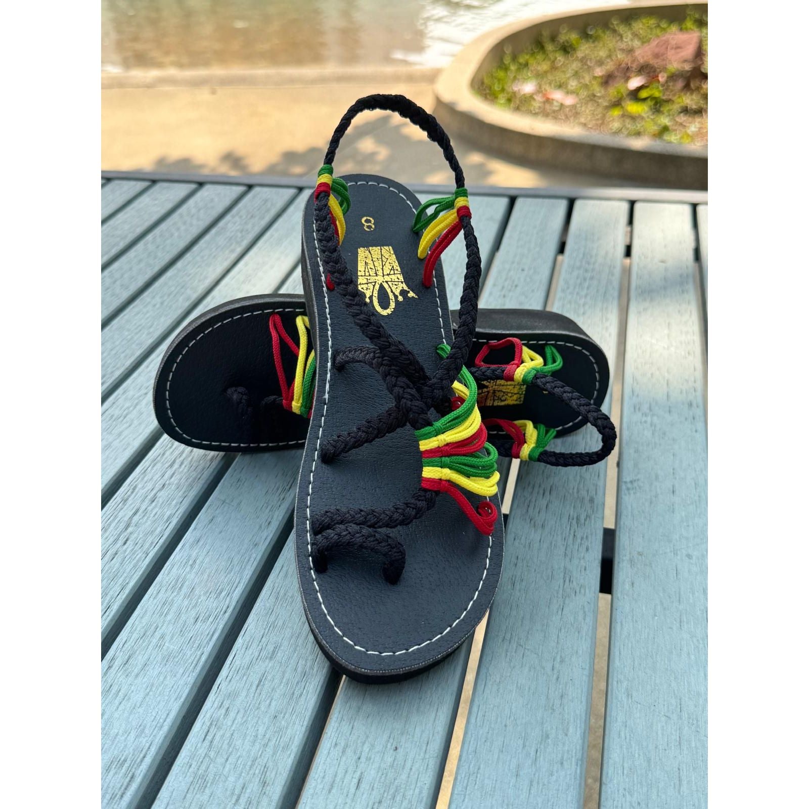 Shoes - Braided Sandals Rasta w/Heels (1.5 inches)