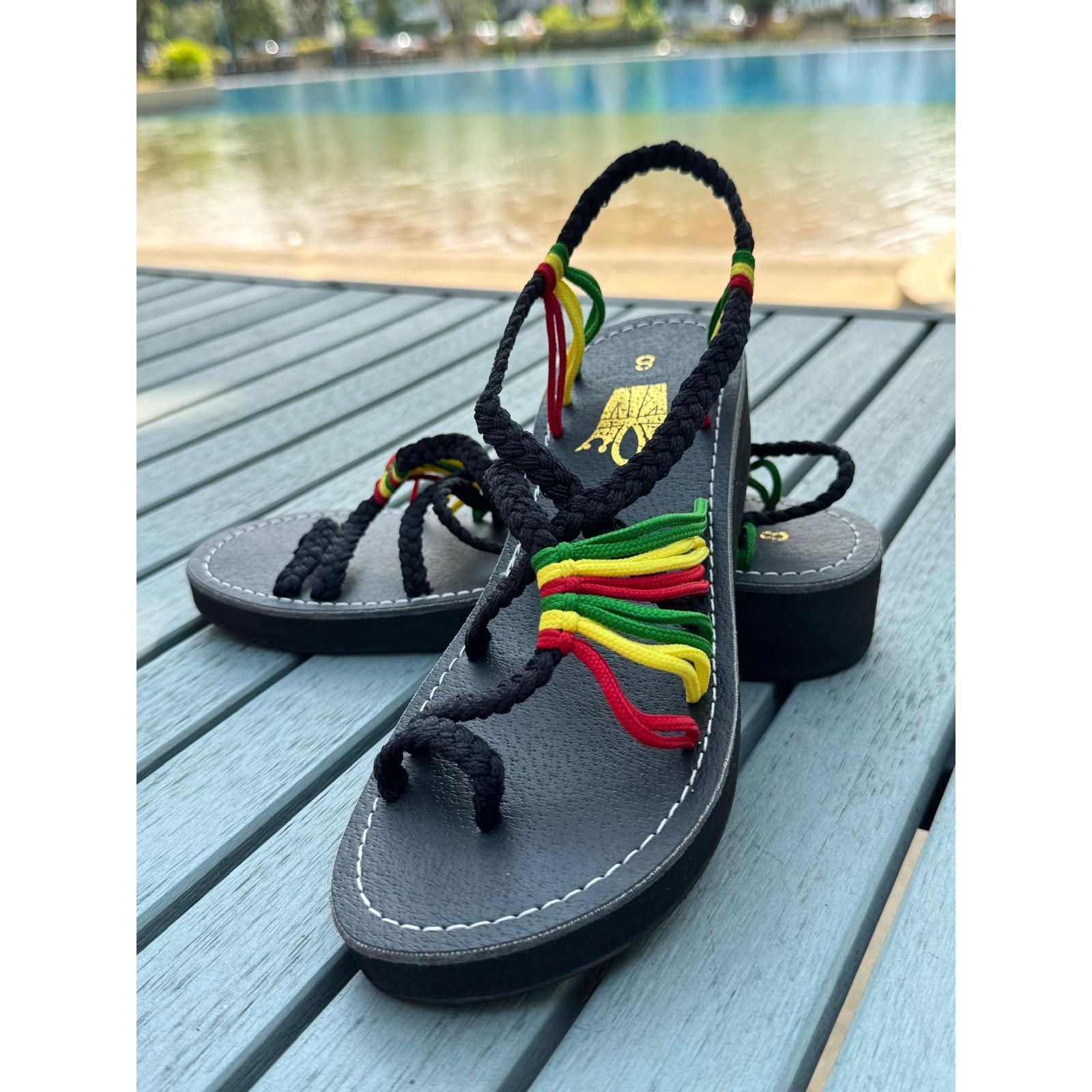 Shoes - Braided Sandals Rasta w/Heels (1.5 inches)