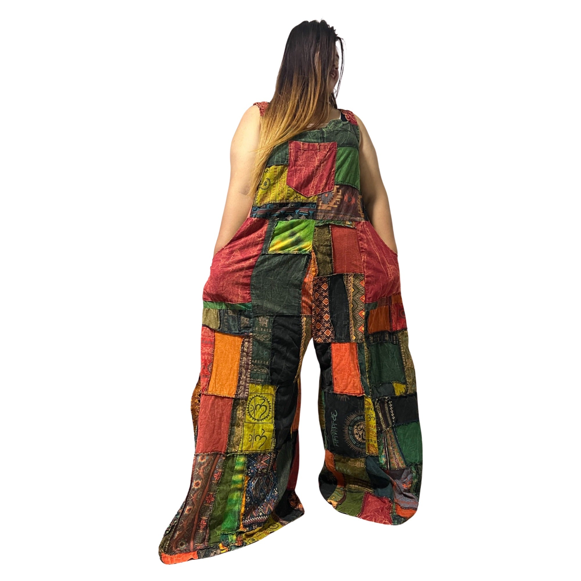 Plus-Size Patchwork Overall