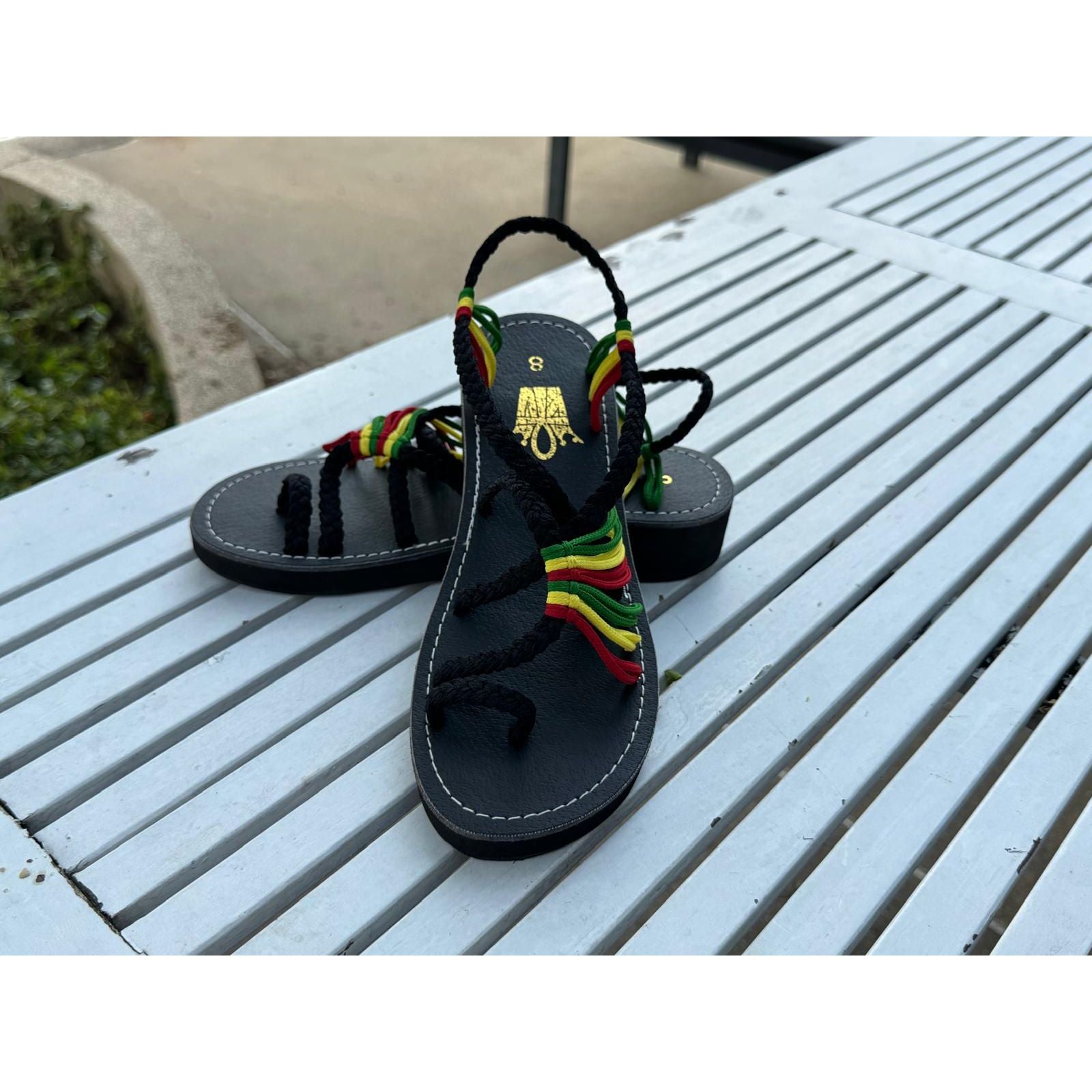 Shoes - Braided Sandals Rasta w/Heels (1.5 inches)