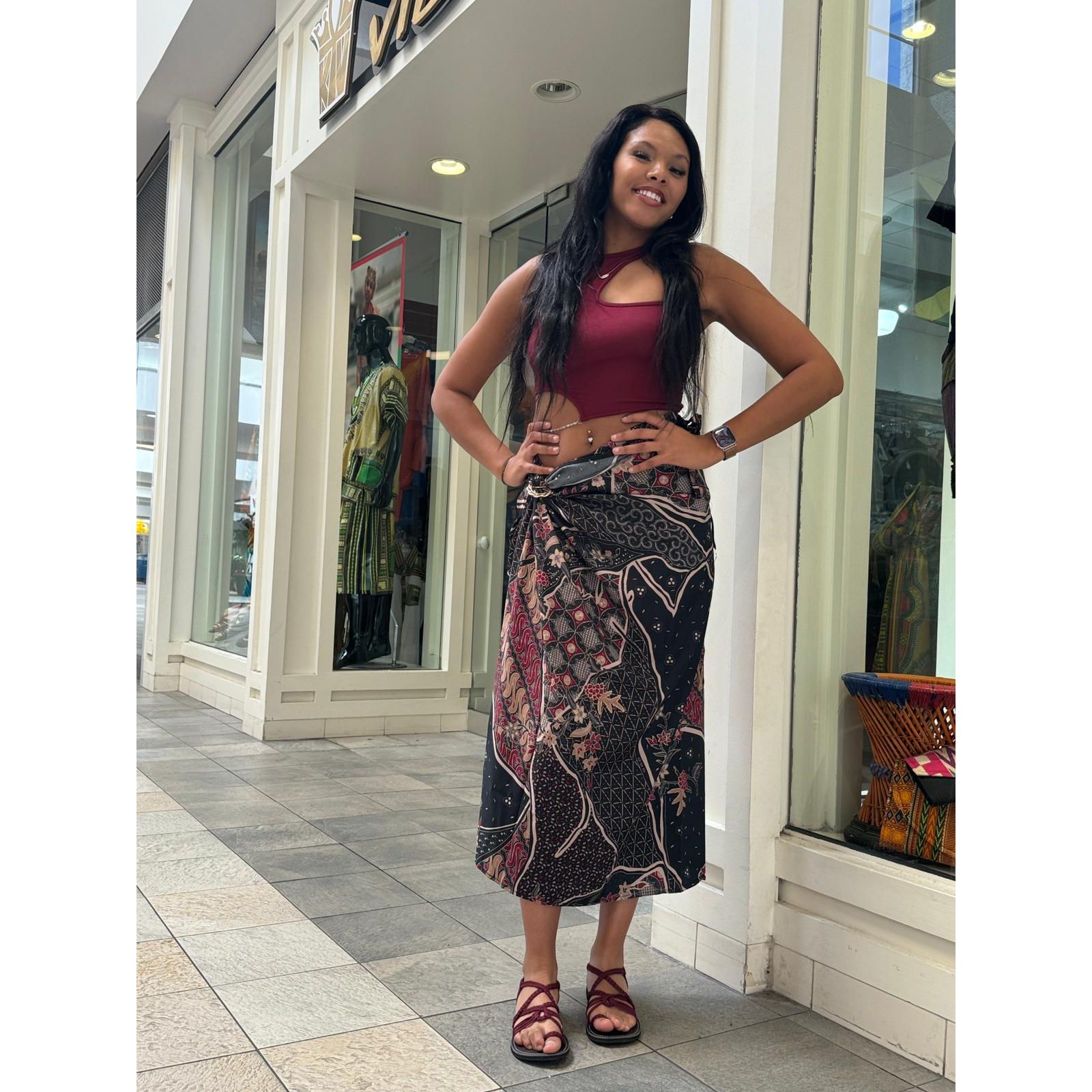 Ethnic Batik Wrap Skirt