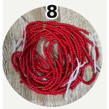 Handmade African Tie-On Waist Beads: Glass Beaded Body Jewelry Fits up to 52 inches.