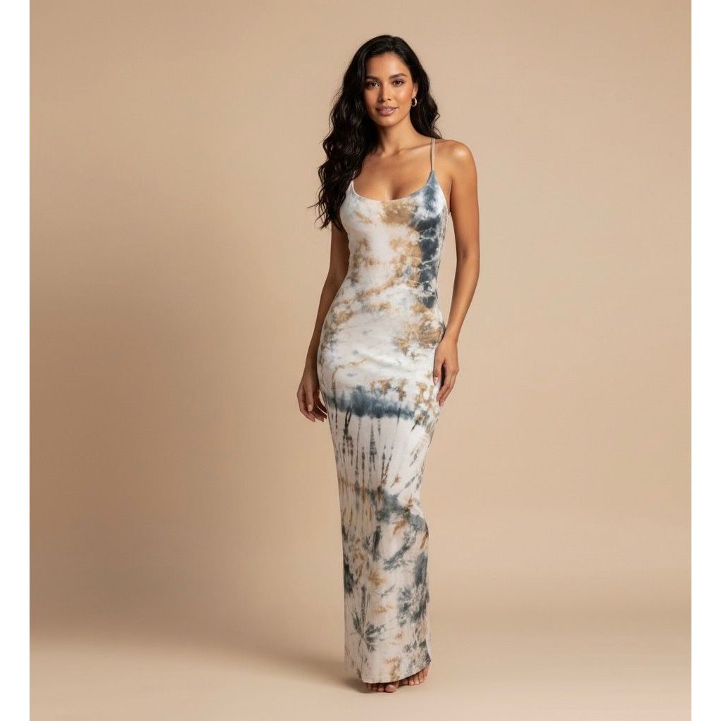 Openback Lace Dress Tie Dye