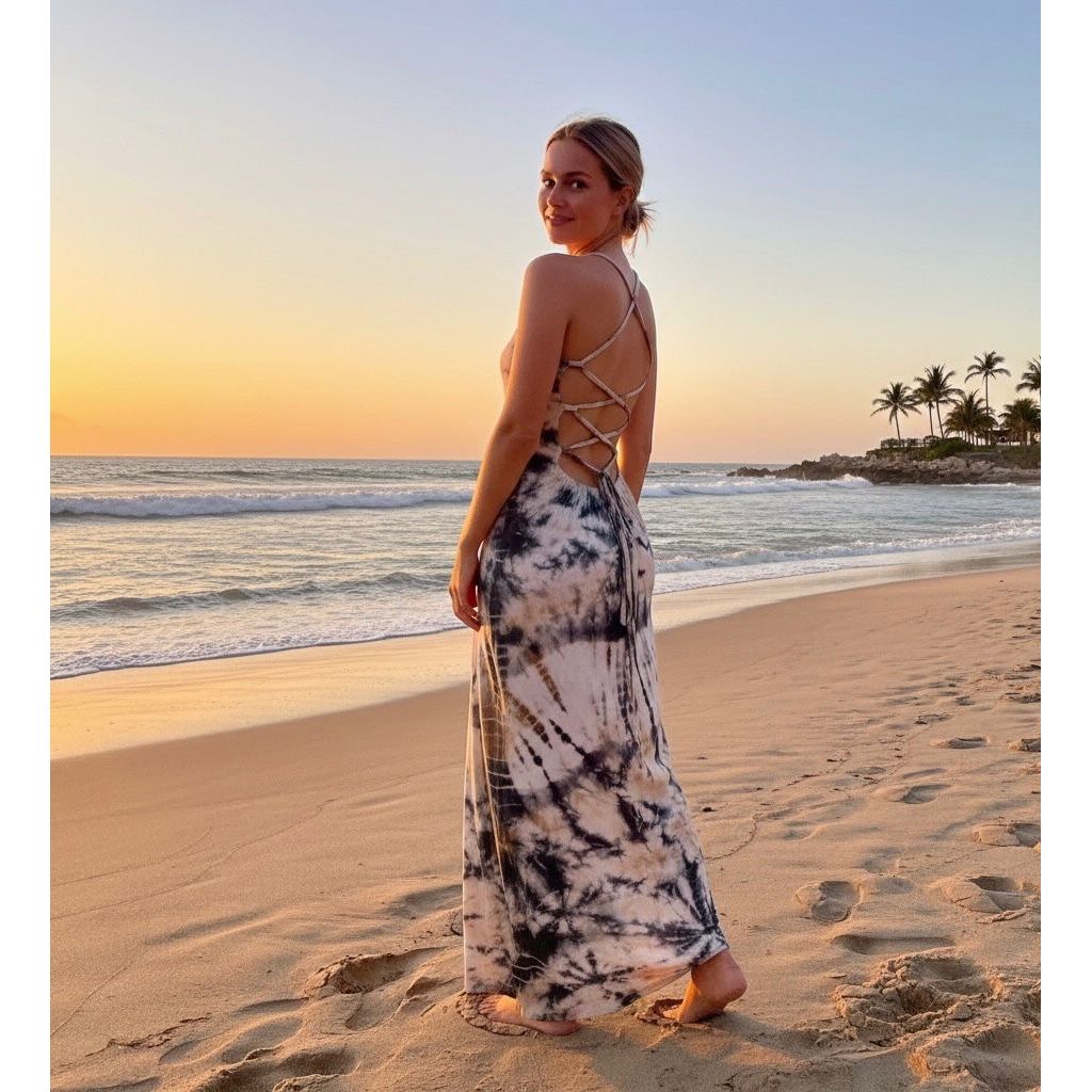 Openback Lace Dress Tie Dye