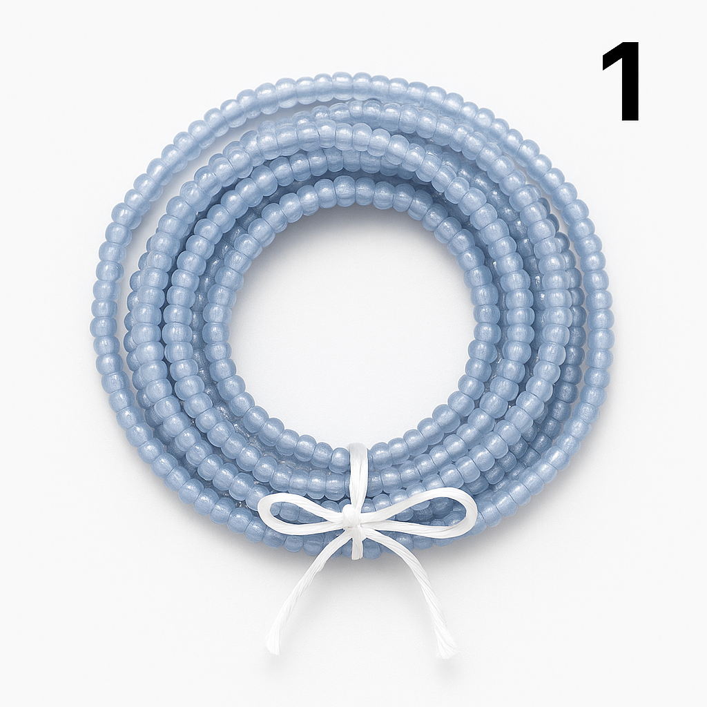 Handmade African Tie-On Waist Beads: Glass Beaded Body Jewelry Fits up to 52 inches