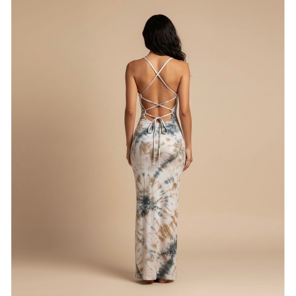 Openback Lace Dress Tie Dye