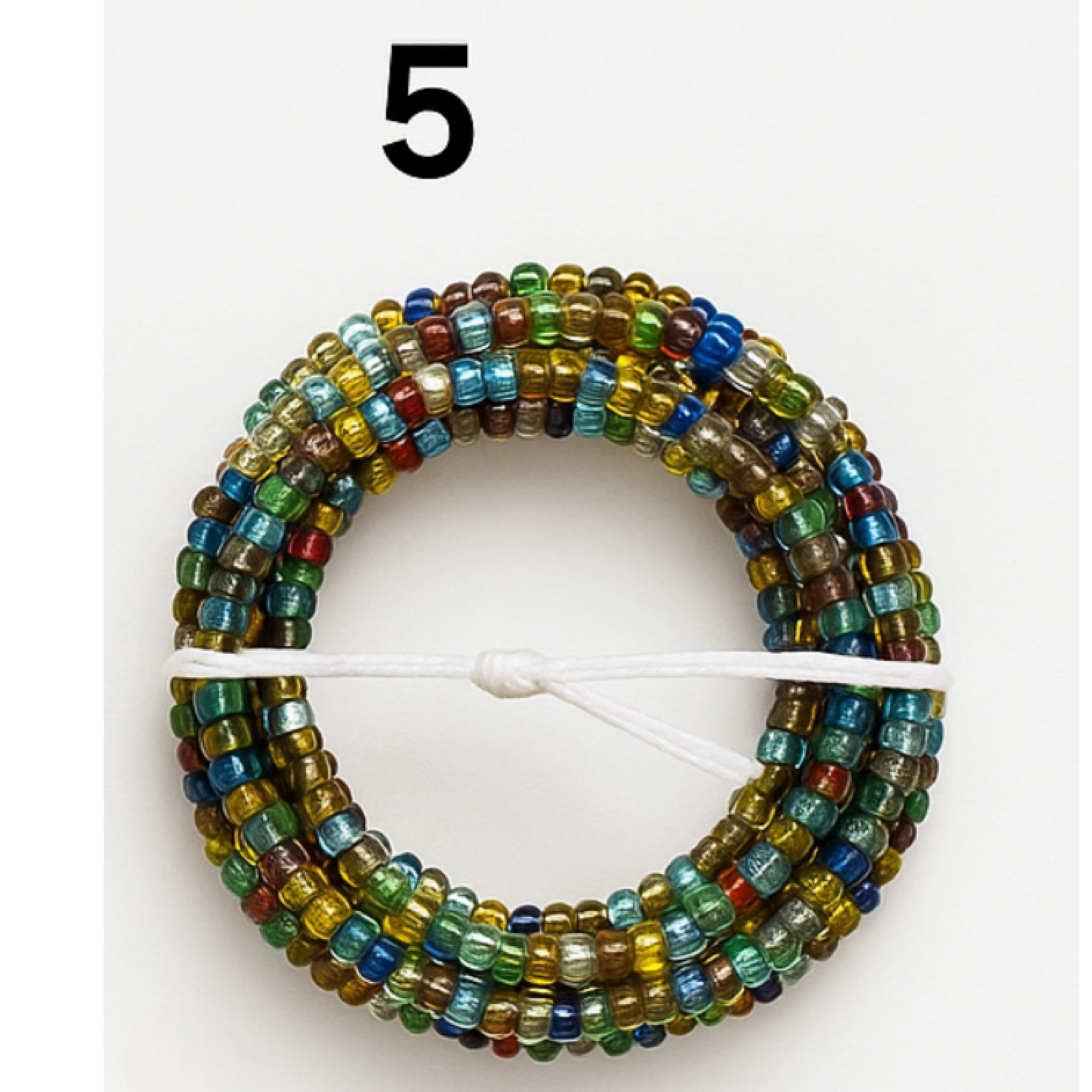Handmade African Tie-On Waist Beads: Glass Beaded Body Jewelry Fits up to 52 inches