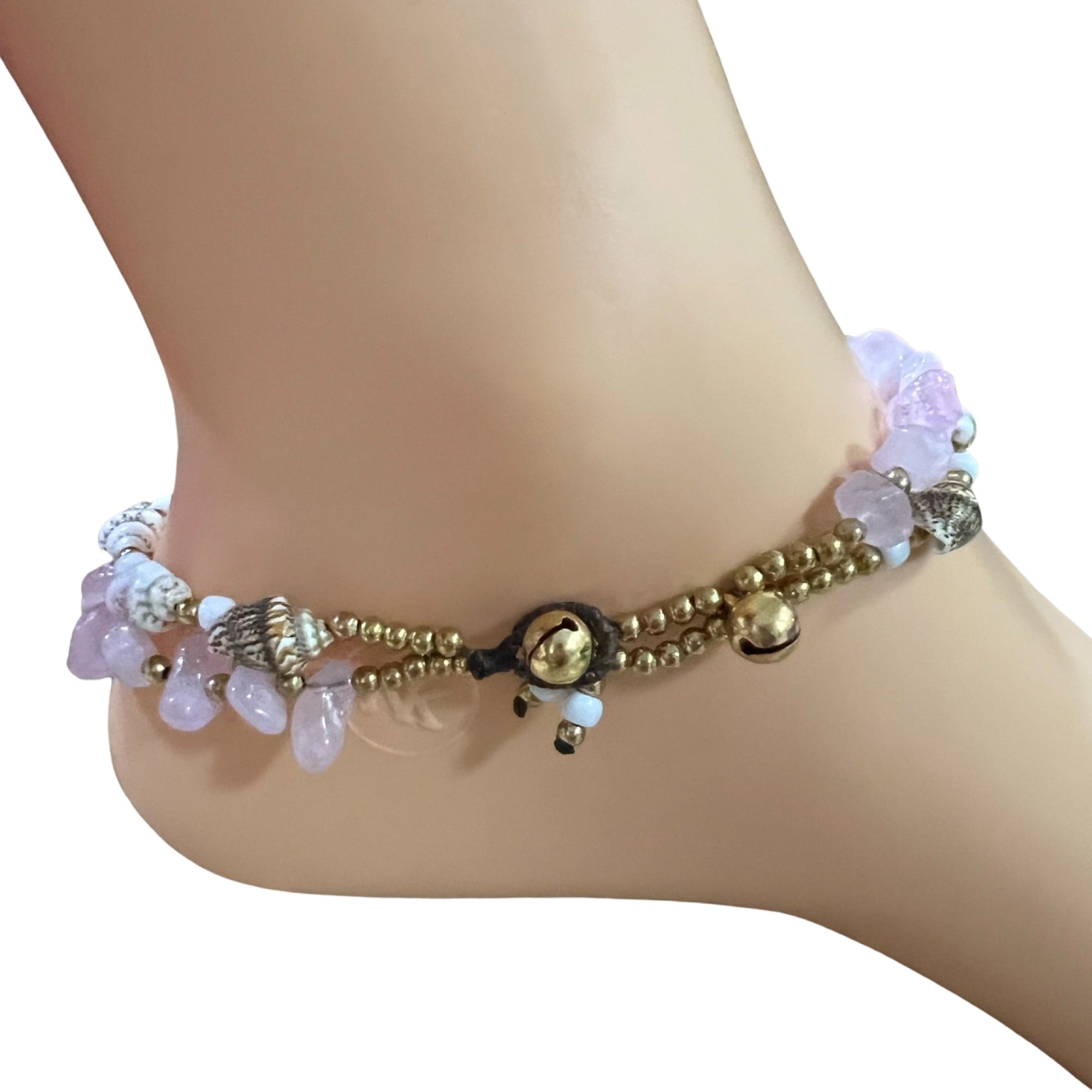 Anklets- Rose Quartz w/ Shell