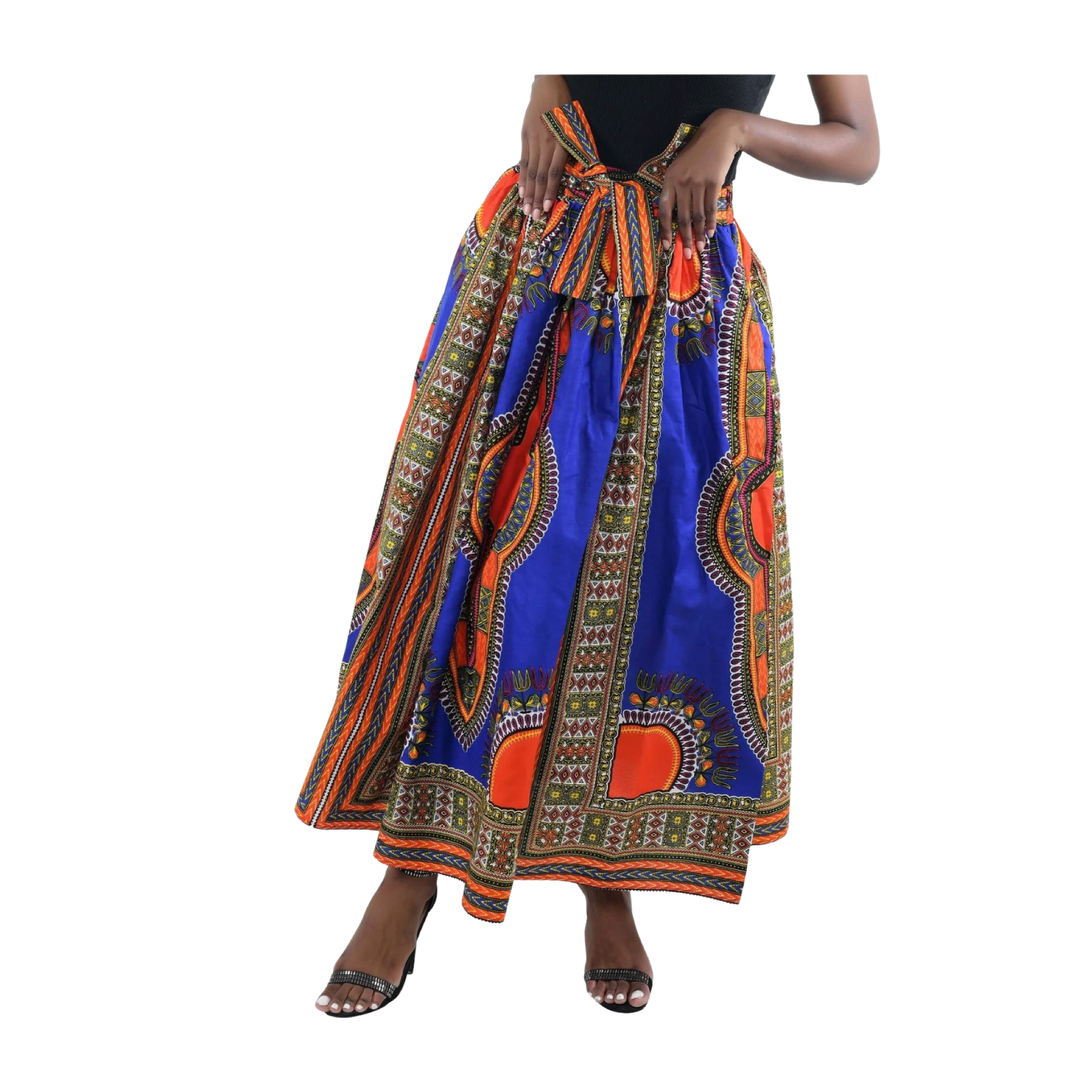African Maxi Dashiki Skirt Matching Head-wrap &Facemask.