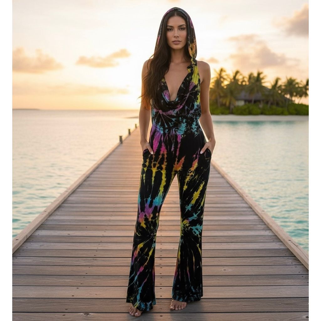 Tie Dye Romper Open Back