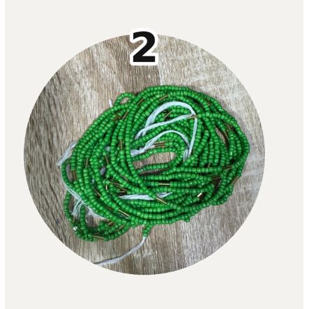 Handmade African Tie-On Waist Beads: Glass Beaded Body Jewelry Fits up to 52 inches.