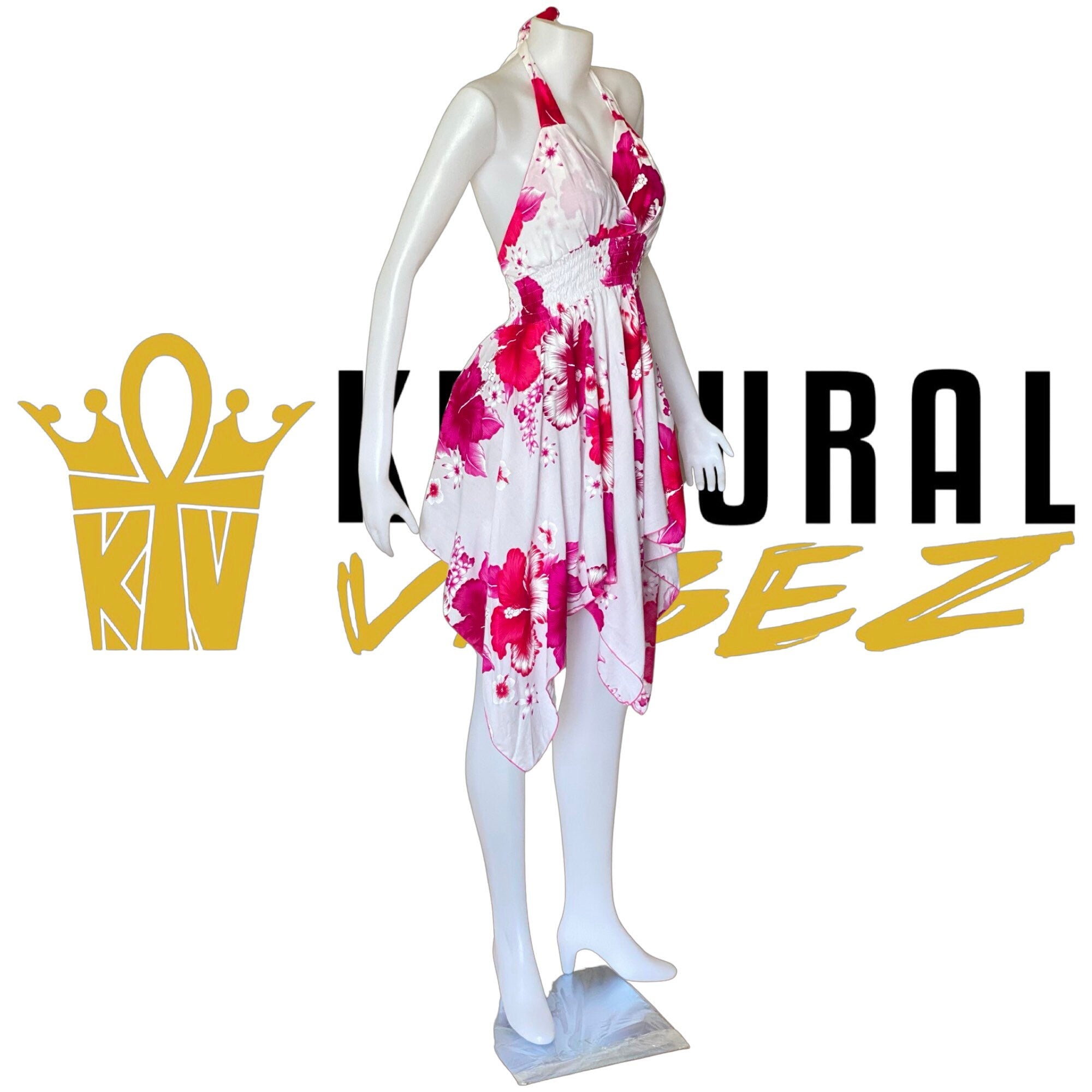 Dress - Thai Hibiscus Floral Dress/WH.