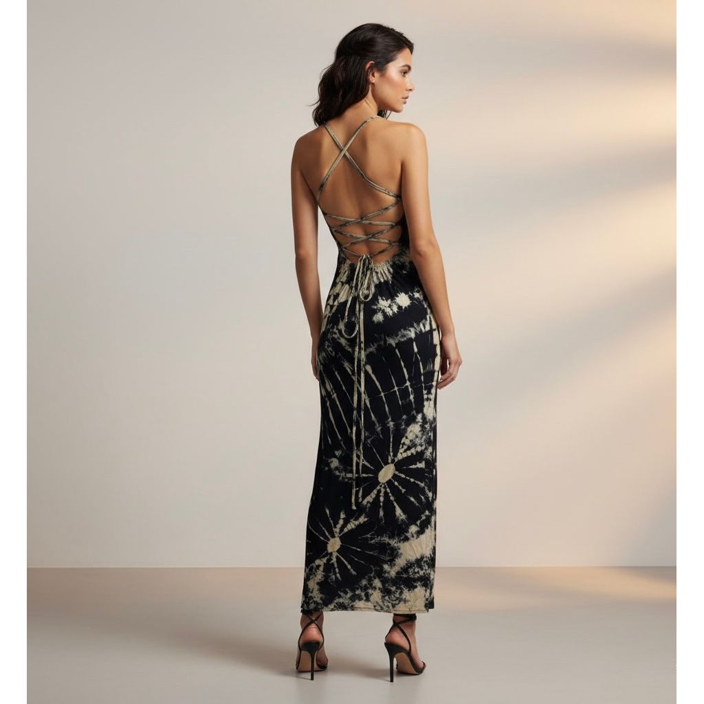 Openback Lace Dress Tie Dye