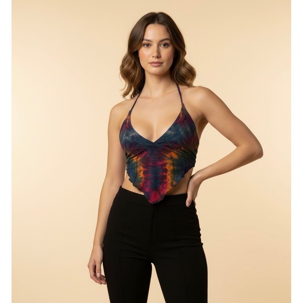 Tops - Tie Dye Deep V / Gray