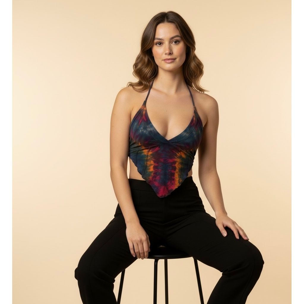 Tops - Tie Dye Deep V / Gray