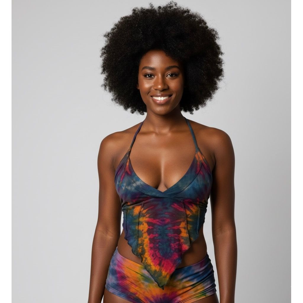 Tops - Tie Dye Deep V / Gray