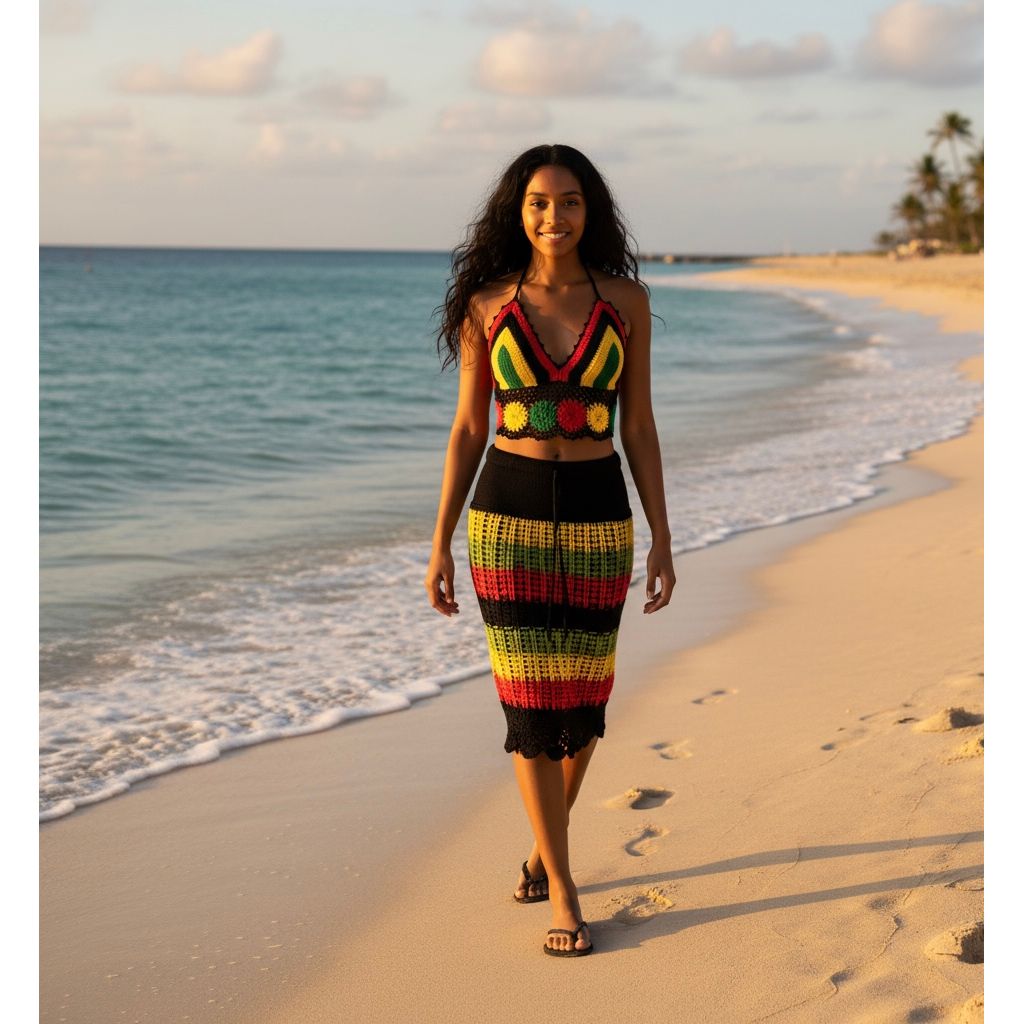 Rasta Crochet Knitting Bra.