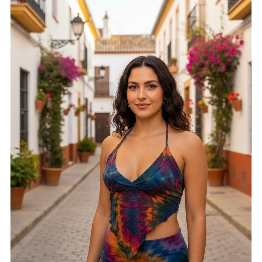 Tops - Tie Dye Deep V / Gray