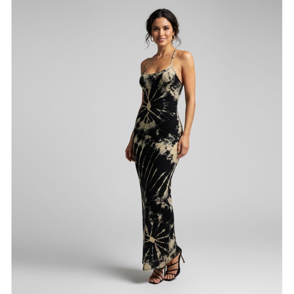 Openback Lace Dress Tie Dye