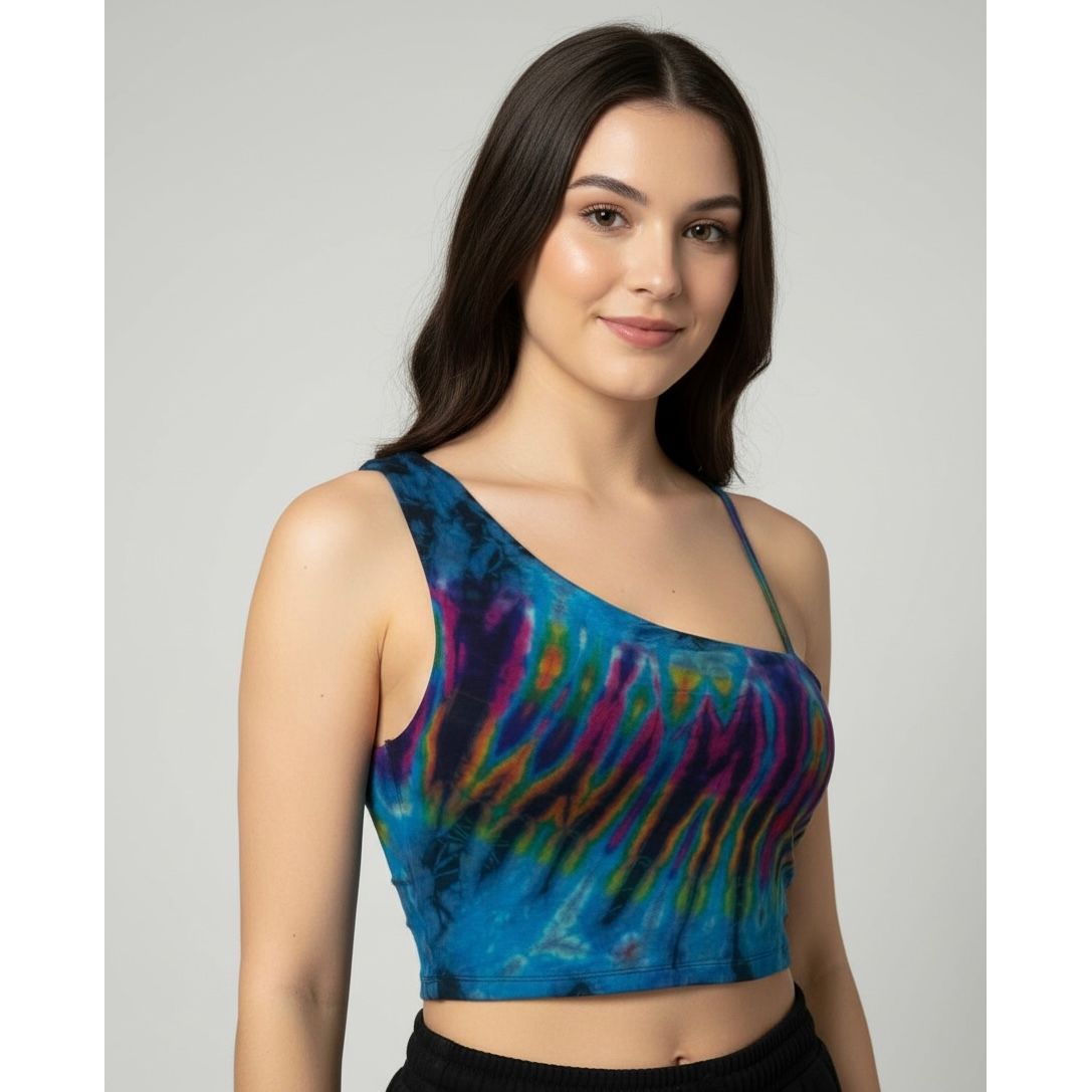 Tops - Tie Dye One Shoulder Off /Blue