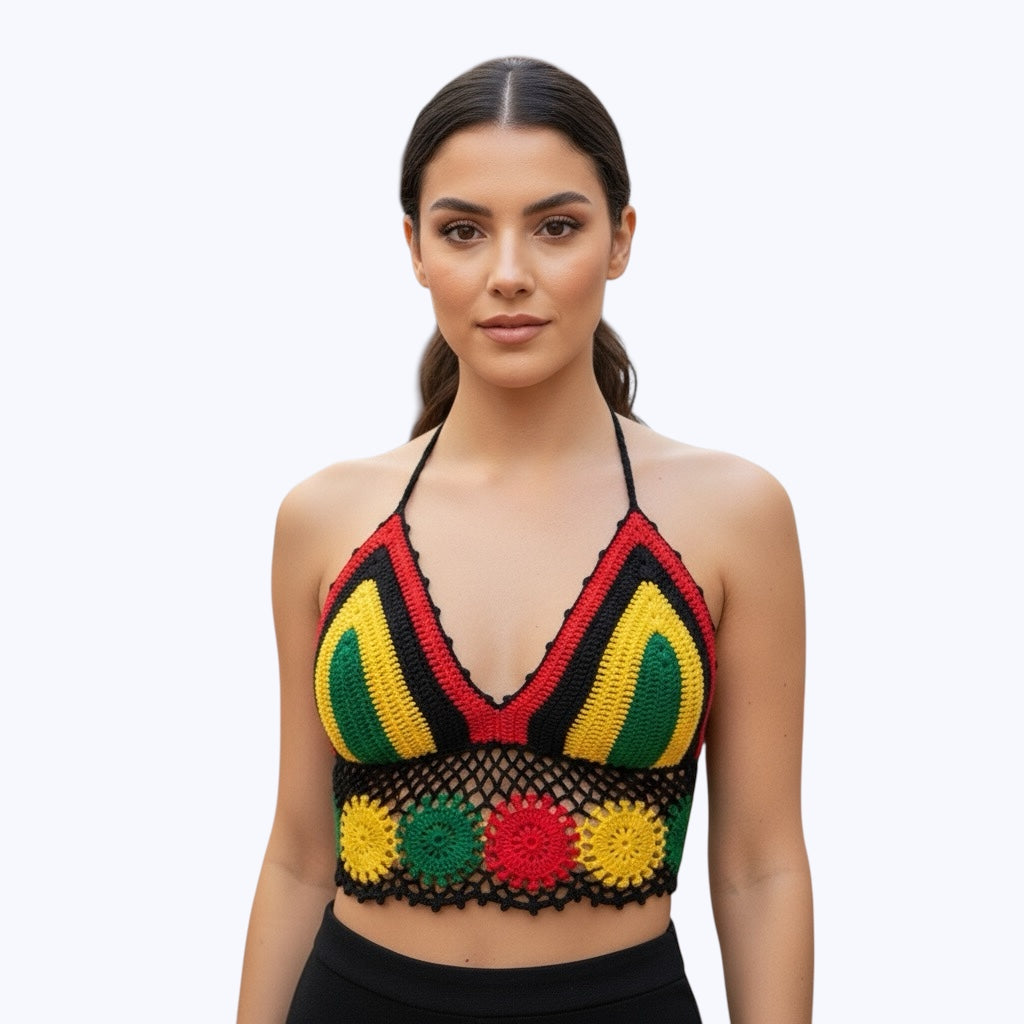 Rasta Crochet Knitting Bra.