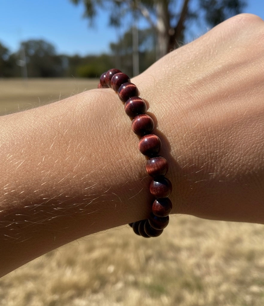 Handmade Red Tiger’s Eye Bracelet, Success, Luck, Protection.