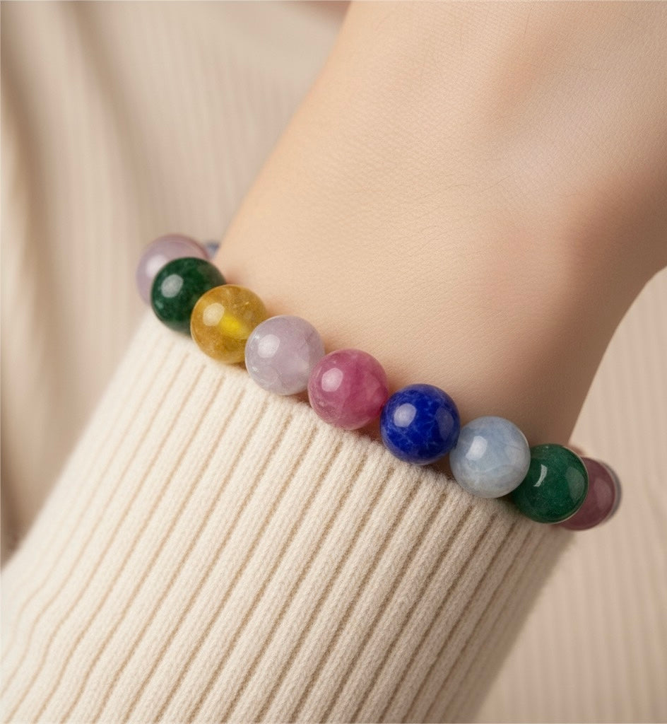 Mixed Natural Gemstone Chakra Bracelet.
