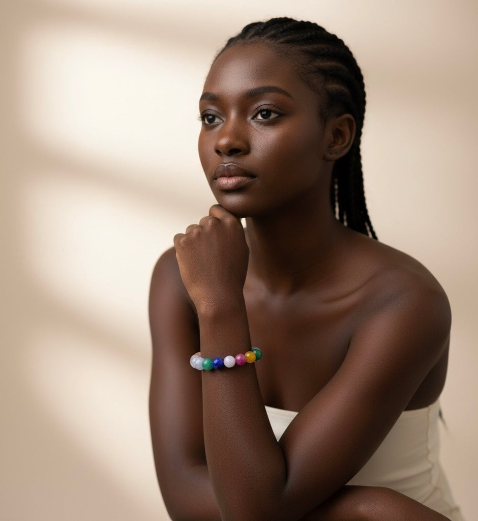 Mixed Natural Gemstone Chakra Bracelet.