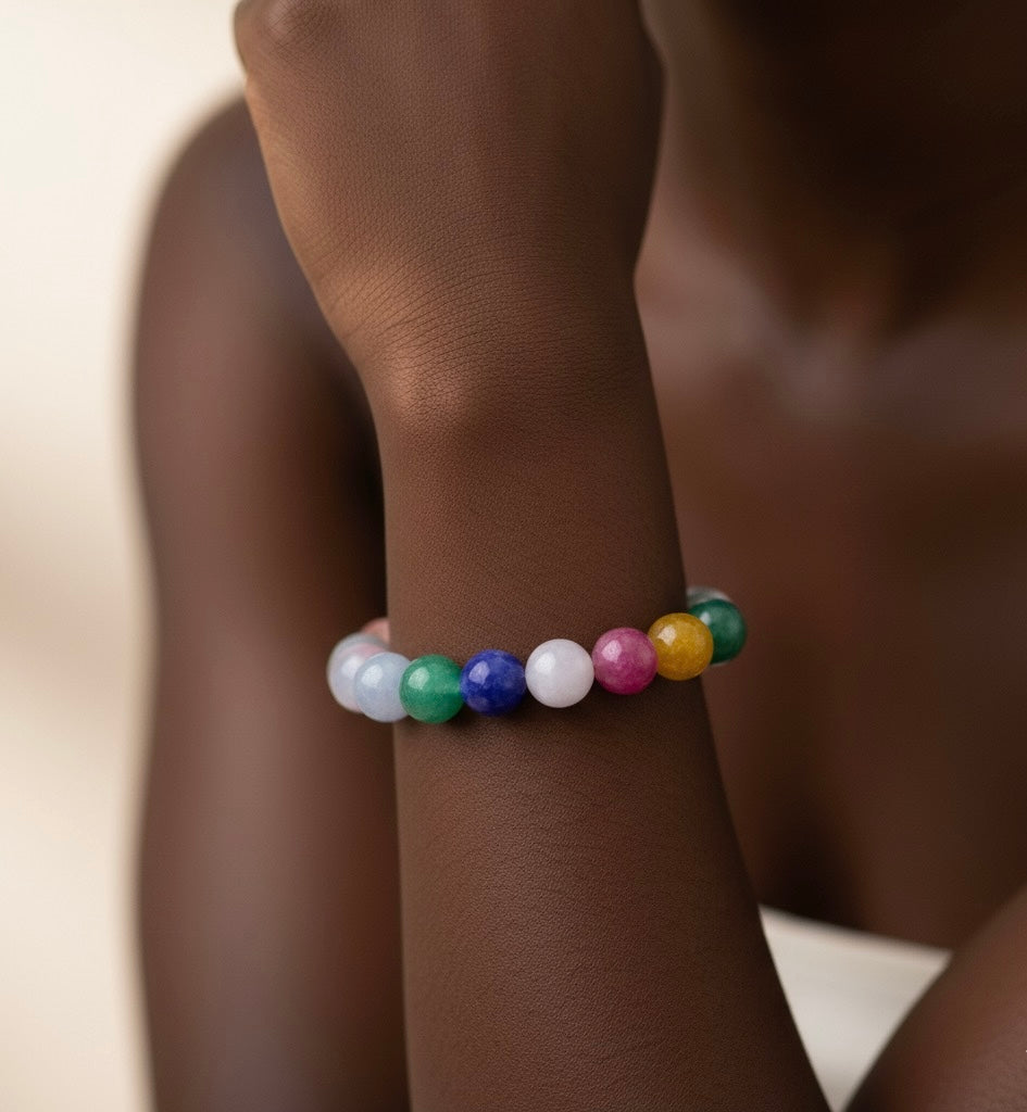 Mixed Natural Gemstone Chakra Bracelet.