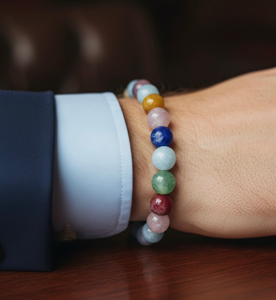 Mixed Natural Gemstone Chakra Bracelet.