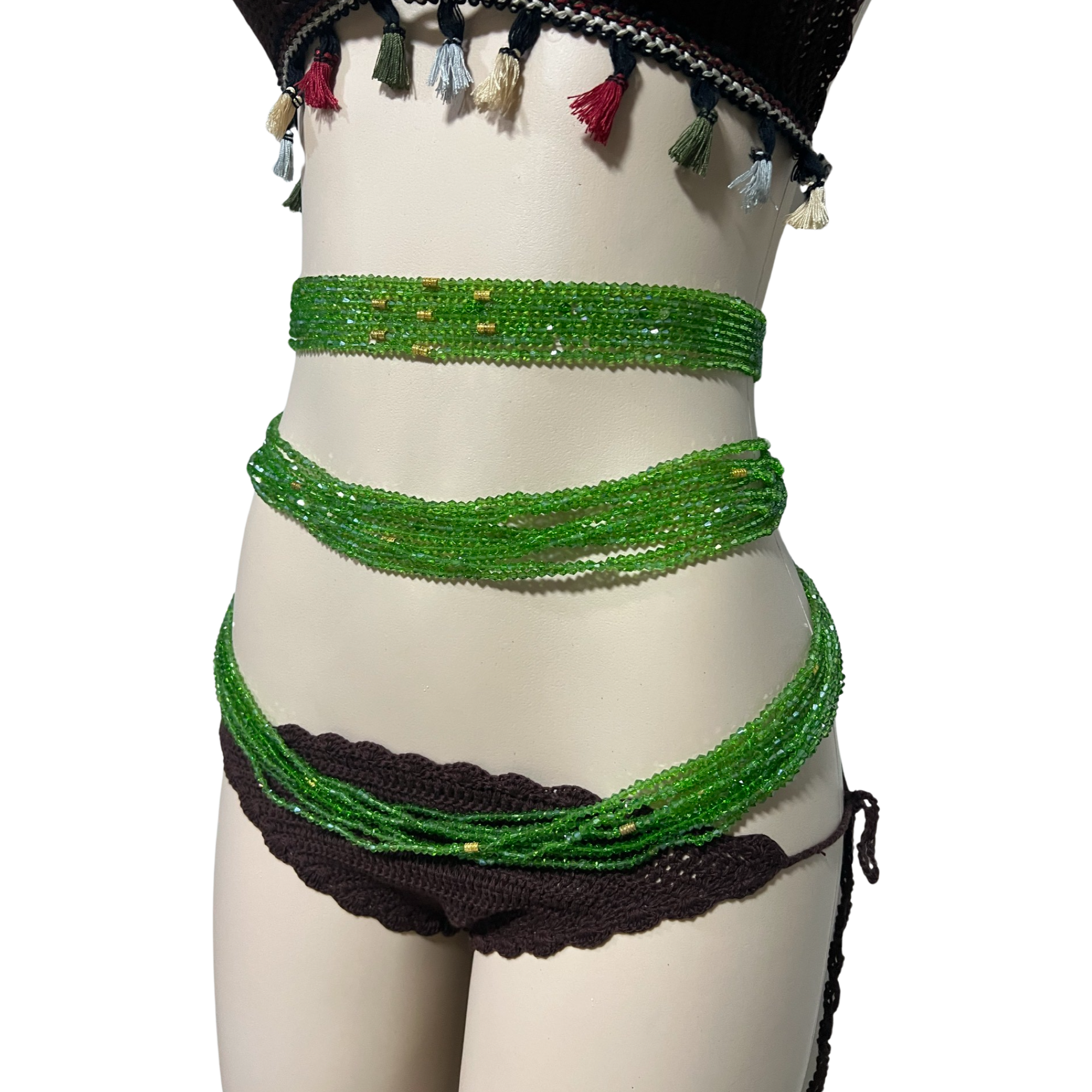 Waist Beads - ClearCrystal/Green