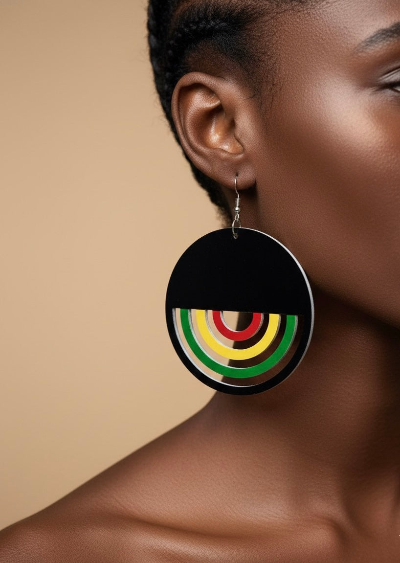 Rasta Rainbow Cut-Out Dangle Earrings