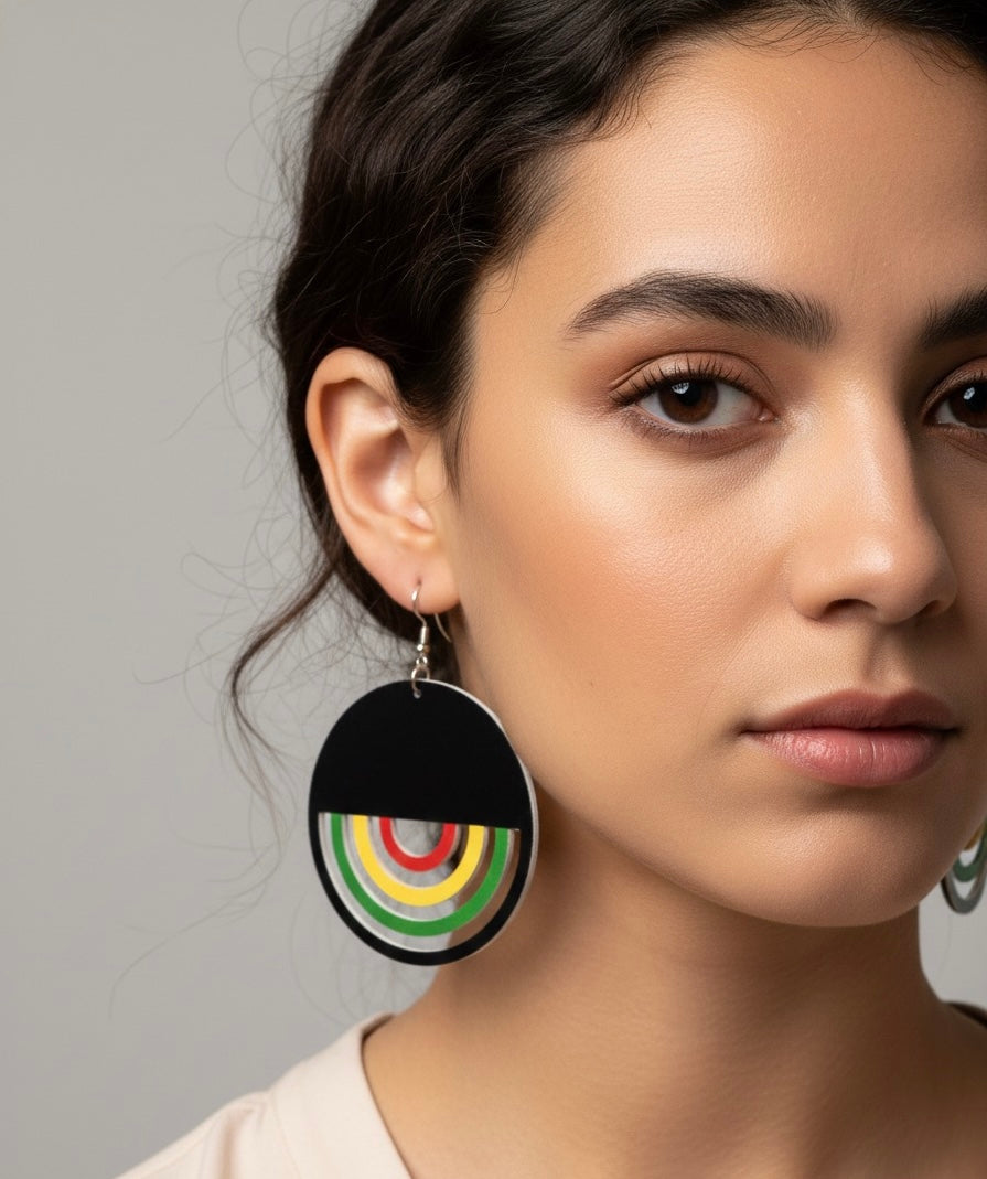 Rasta Rainbow Cut-Out Dangle Earrings