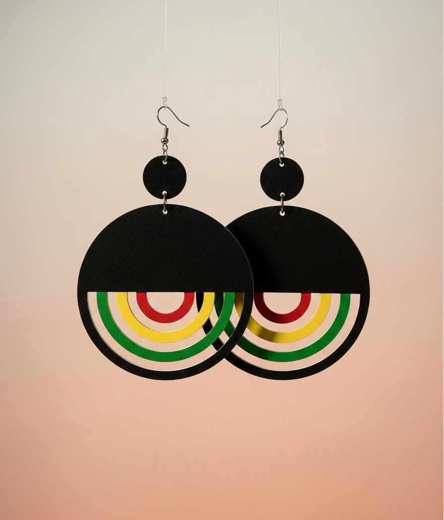 Rasta Rainbow Cut-Out Dangle Earrings