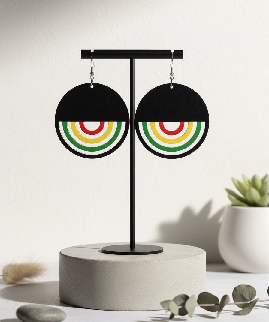 Rasta Rainbow Cut-Out Dangle Earrings