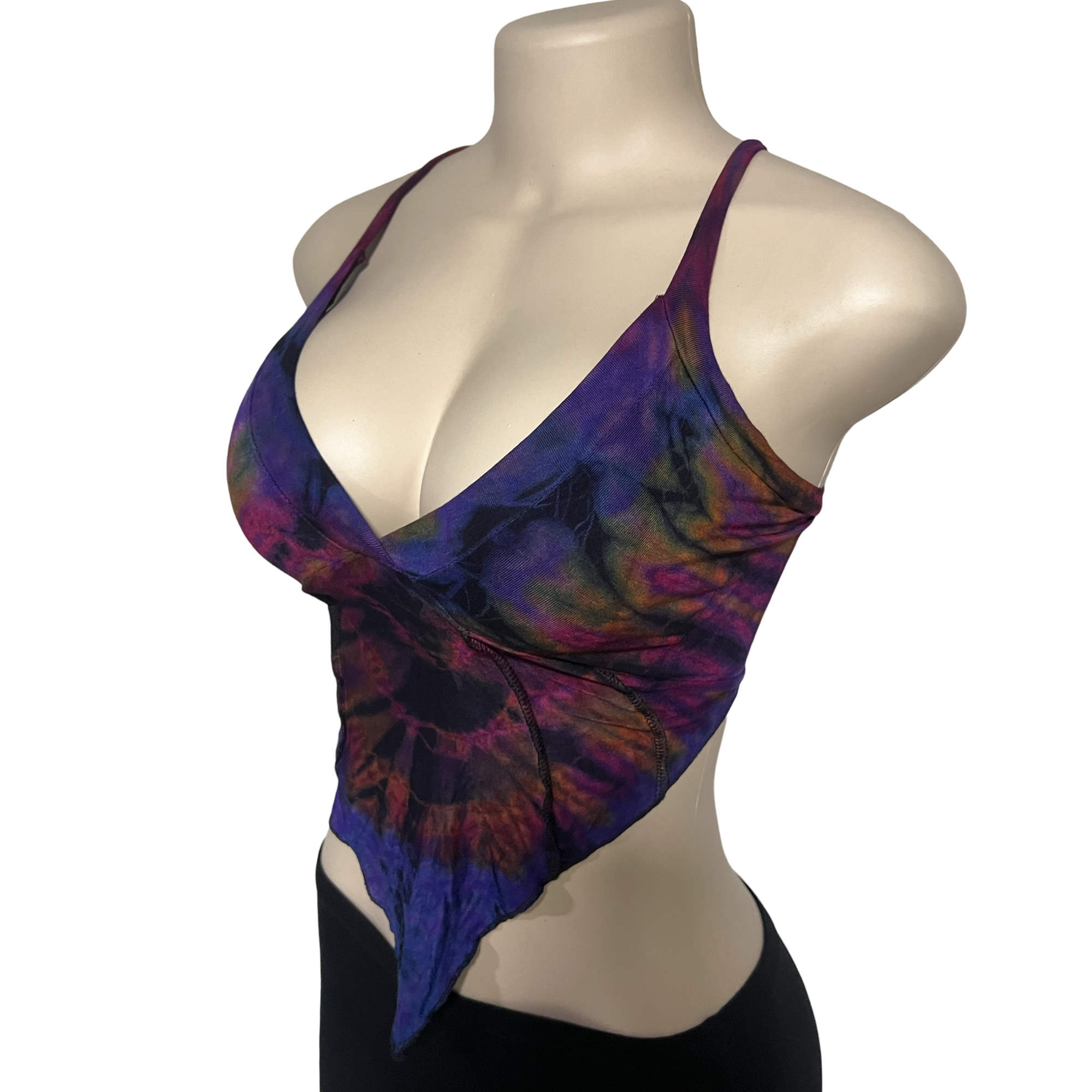 Tops - Tie Dye Deep V / Egg Plant