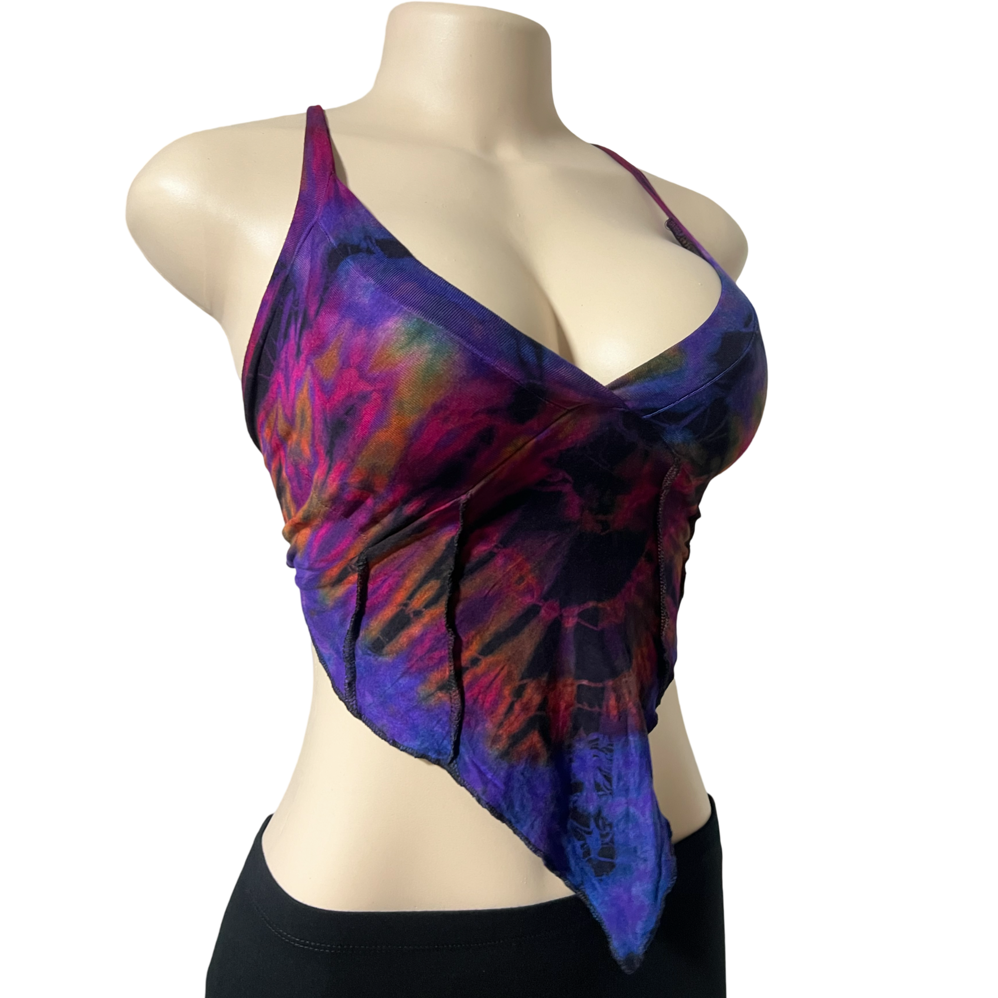 Tops - Tie Dye Deep V / Egg Plant