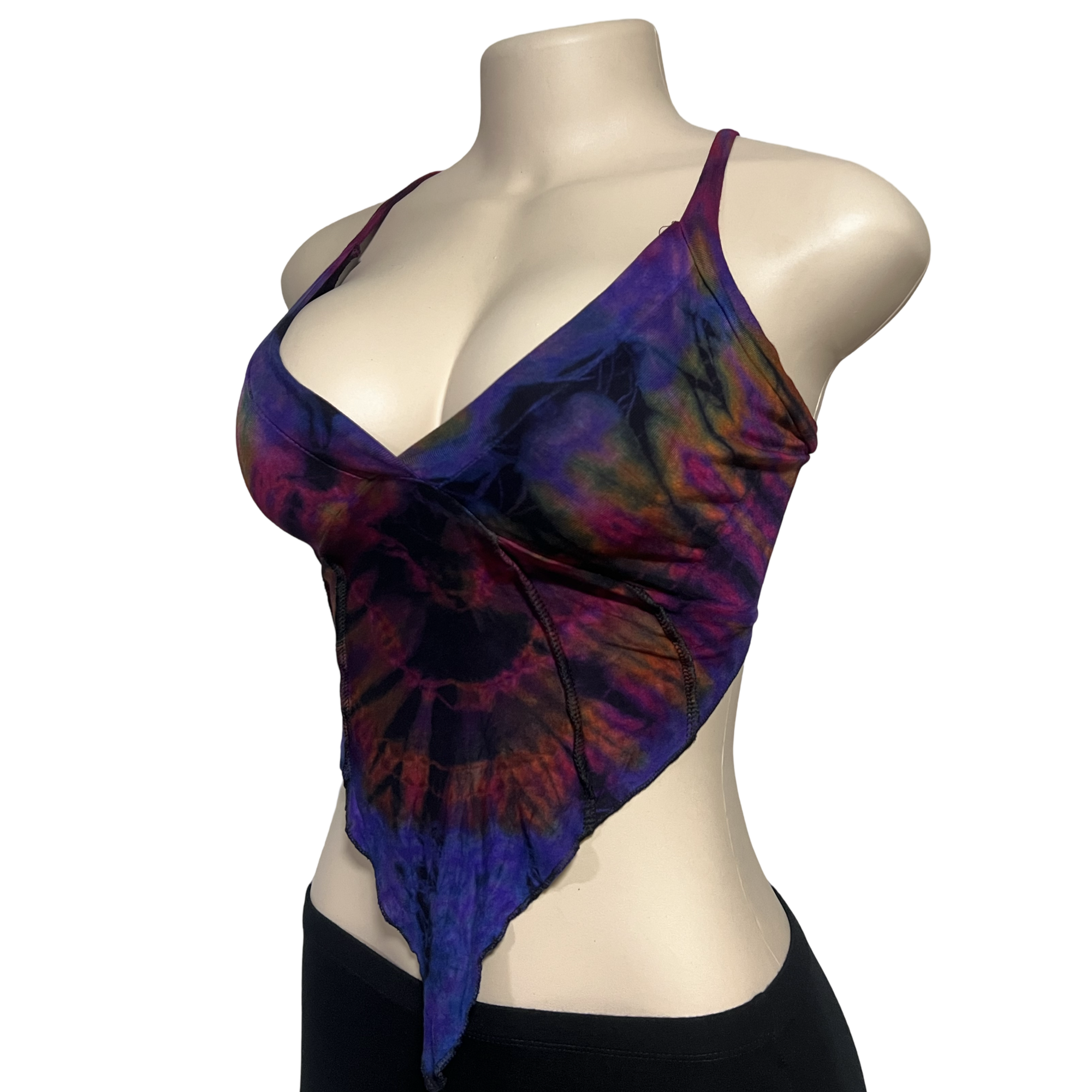 Tops - Tie Dye Deep V / Egg Plant