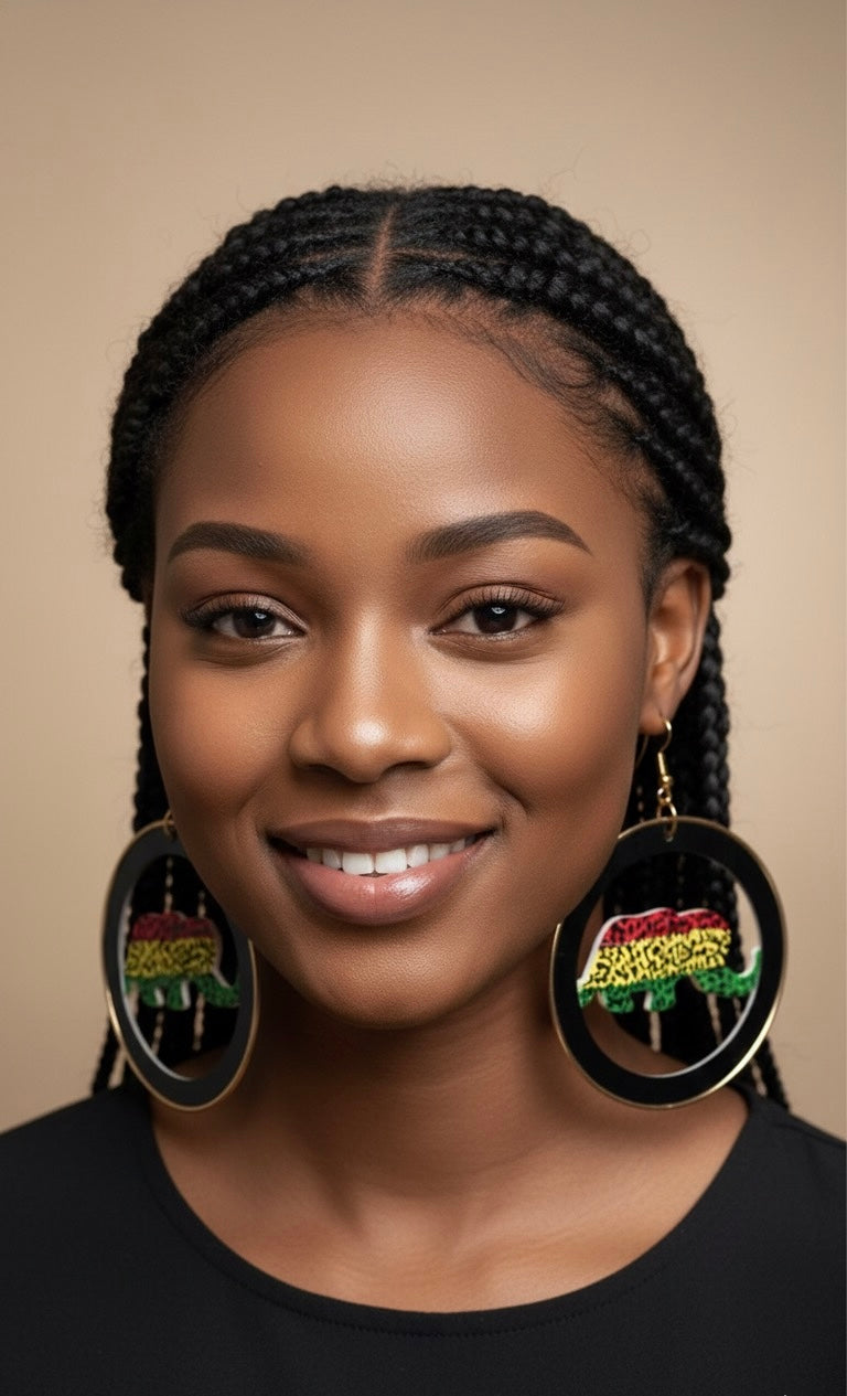 Rasta Elephant Hoop Earrings – Bold African-Inspired Statement Jewelry