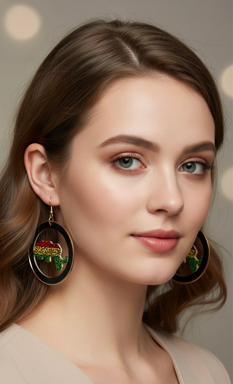 Rasta Elephant Hoop Earrings – Bold African-Inspired Statement Jewelry