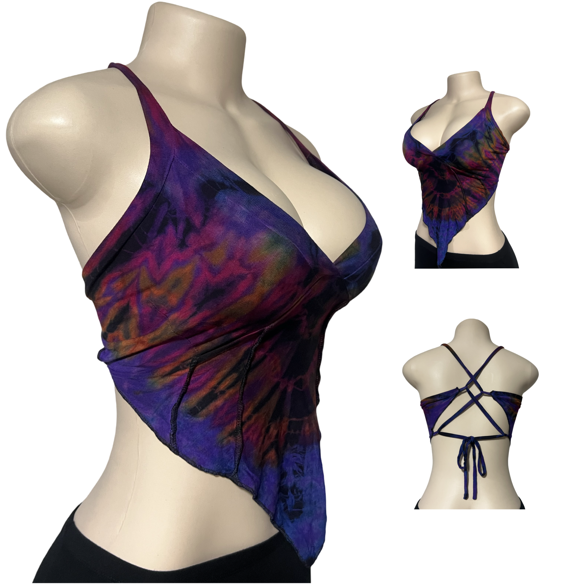 Tops - Tie Dye Deep V / Egg Plant