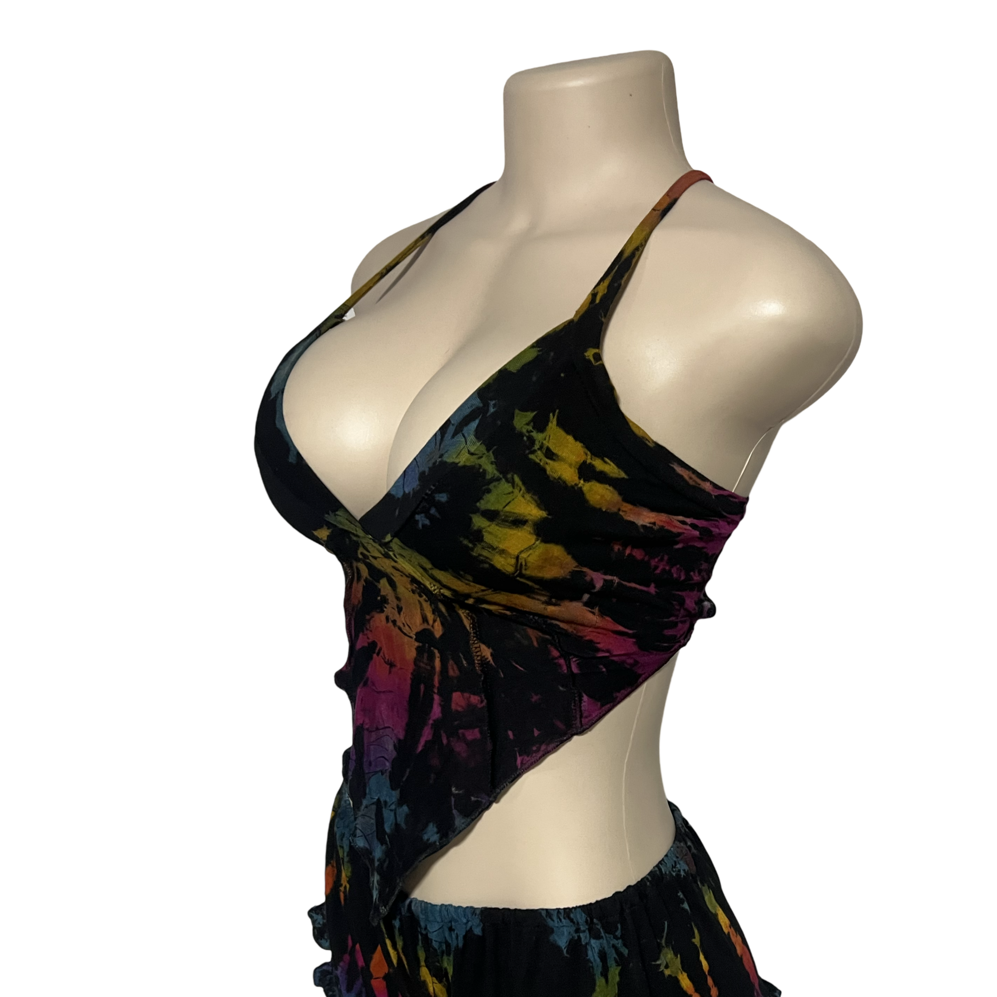 Tops - Tie Dye Deep V / Black Rainbow