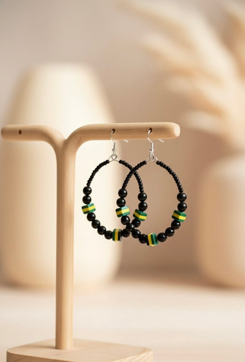 Jamaican Beaded Hoop Earrings