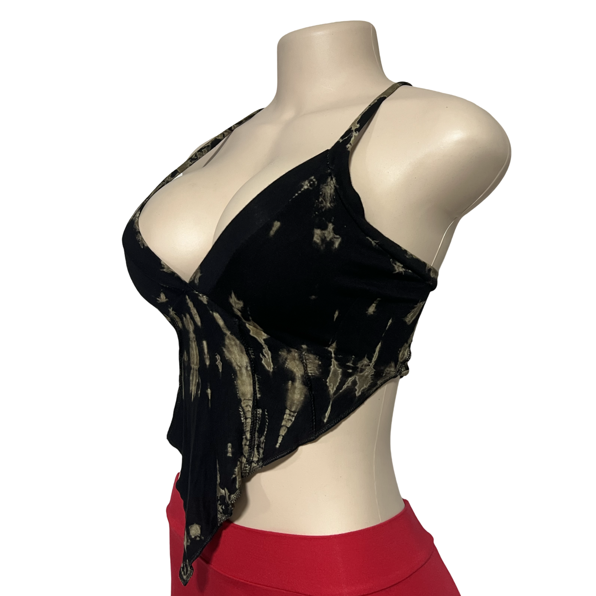 Tops - Tie Dye Deep V / Black-White