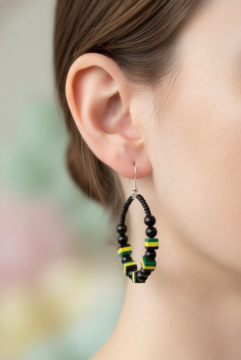 Jamaican Beaded Hoop Earrings
