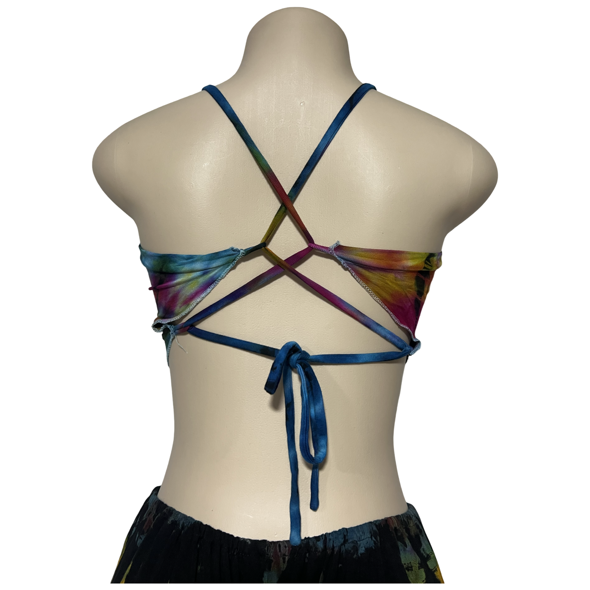 Tops - Tie Dye Deep V / White Rainbow